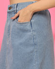 Women Denim A-Line Midi Skirt