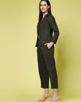 Olive Pure Cotton Shirt With Trouser