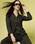 Olive Pure Cotton Shirt With Trouser