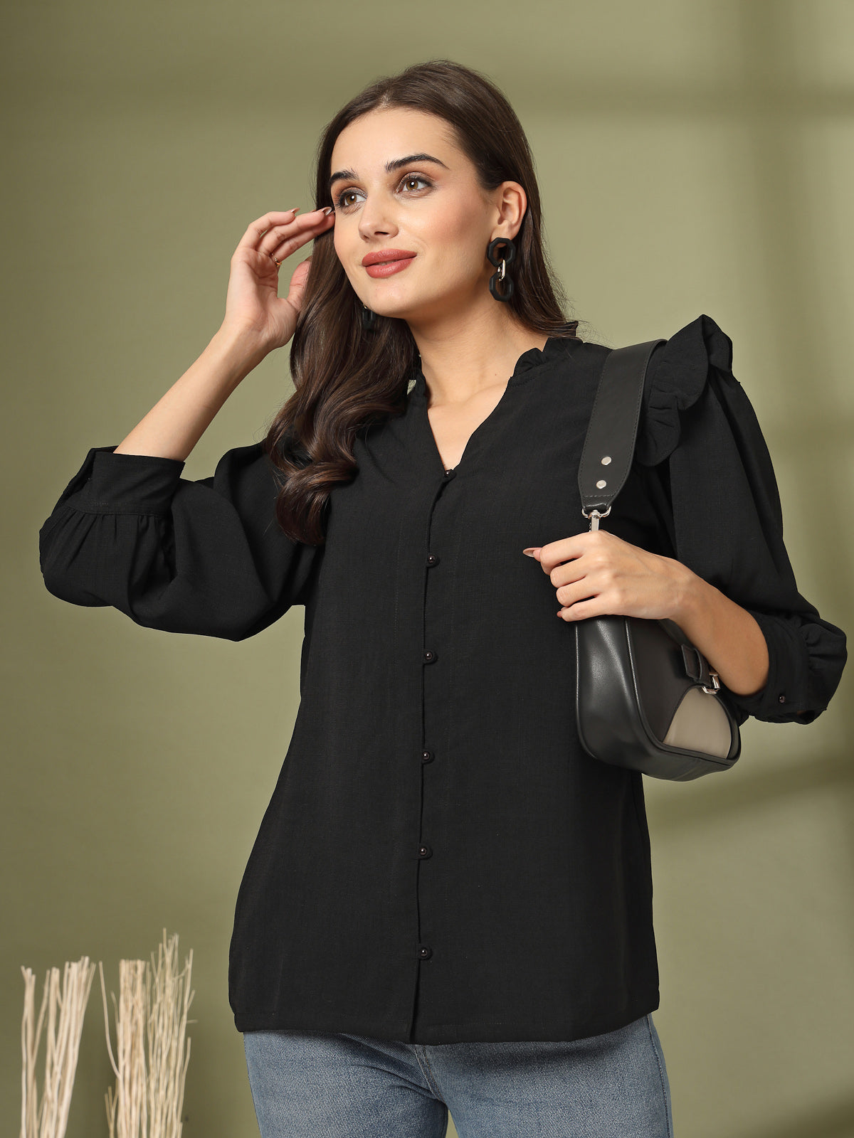 Black Solid  Regular top