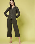 Olive Green Pure Cotton Shirt With Trousers