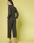 Olive Green Pure Cotton Shirt With Trousers