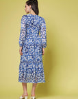 Floral Print Tie-Up Neck Fit  Flare Dress