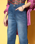 Women Stylish Blue High-Rise Regular Fit Cropped Stretchable Jeans