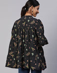 Floral Print Georgette Longline Top