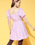 Lavender Solid Ruffled Dress