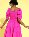 Women Pretty Pink Solid Sweetheart Neck Dress