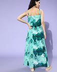 Women Green Floral Tiered Dress