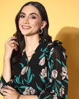 Black Floral Volume Play Top