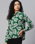 Women Floral Printed Casual Buttoned Top