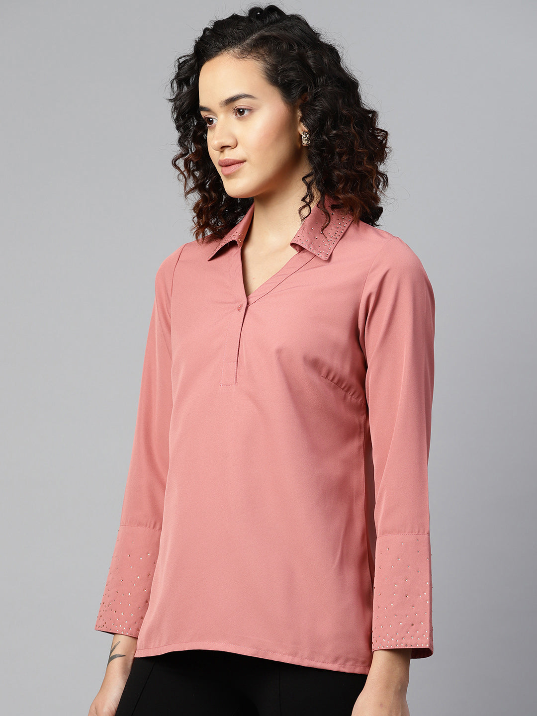 Embellished Casual Buttoned Top