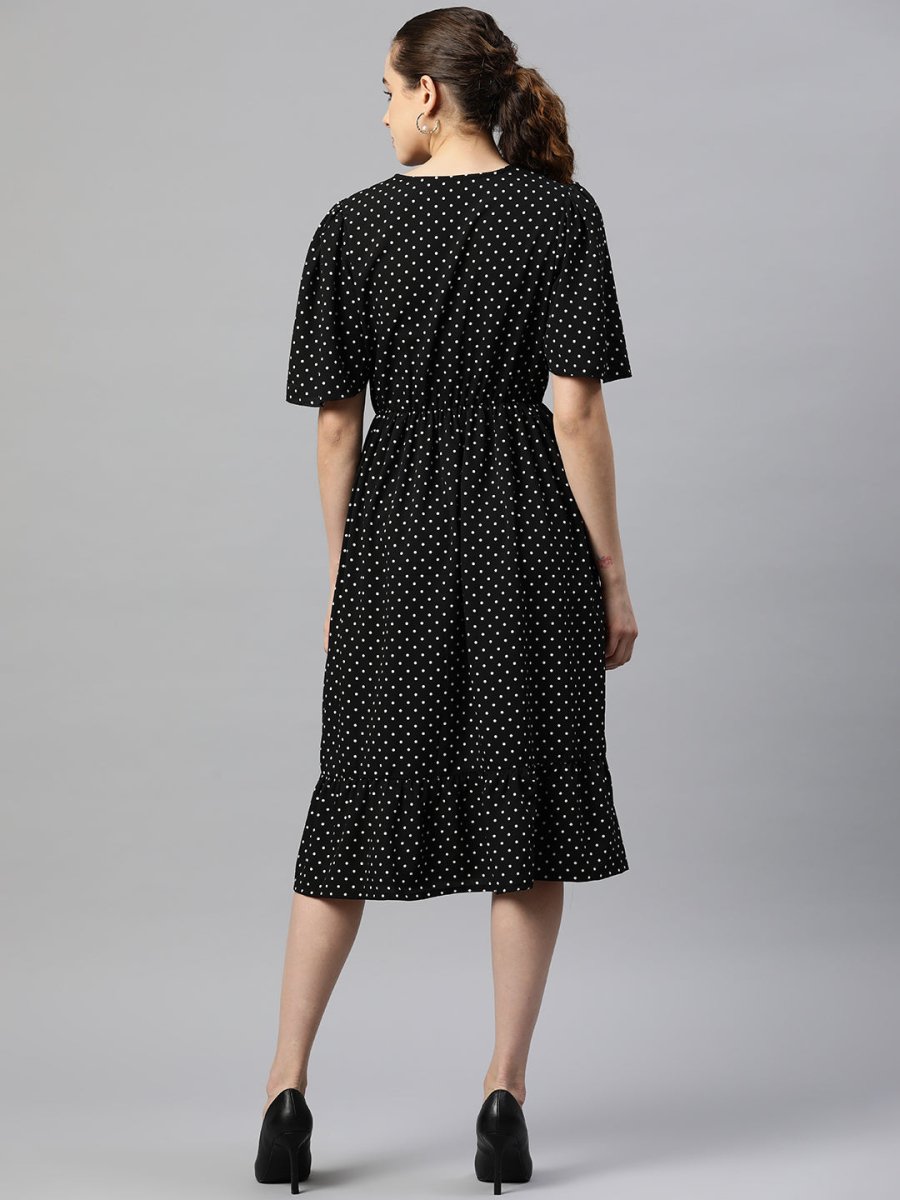 CINK Polka Dot Print Fit  Flare Midi Dress
