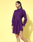 Women Purple Solid Shirt Dress