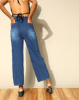 Women Stunning Blue Straight Fit Stretchable Jeans