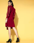 Women Charming Maroon Solid Volume Play Dress