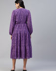 Purple Animal Midi Dress