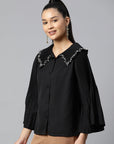 Black Buttoned Top Style Top