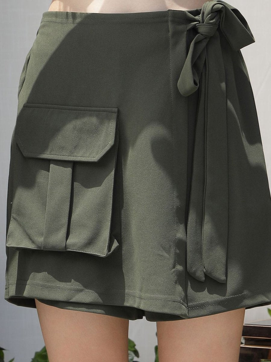 Solid Straight Mini Skorts olive