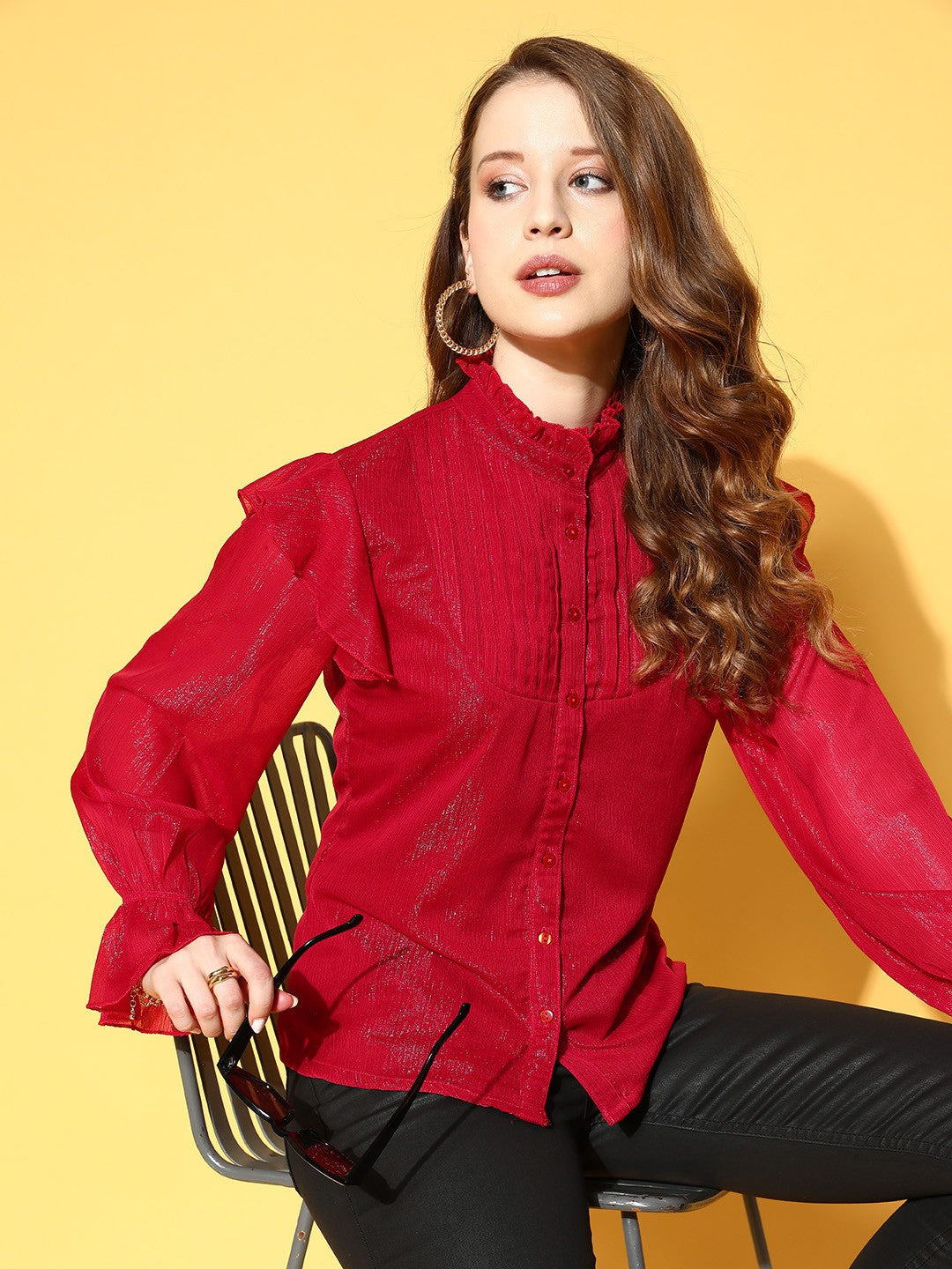 Women Red Casual Shirt