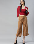 Red Buttoned Top Style Crop Top