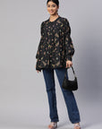 Floral Print Georgette Longline Top