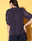 Women Floral Printed Casual Buttoned Top