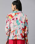 Women Pink Floral Printed Casual Buttoned Top