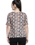 Women Beige Printed Shirt Style Top