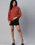 High Neck Puff Sleeves Georgette Top With Lace Inserts