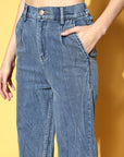 Women Stylish Blue High-Rise Regular Fit Cropped Stretchable Jeans