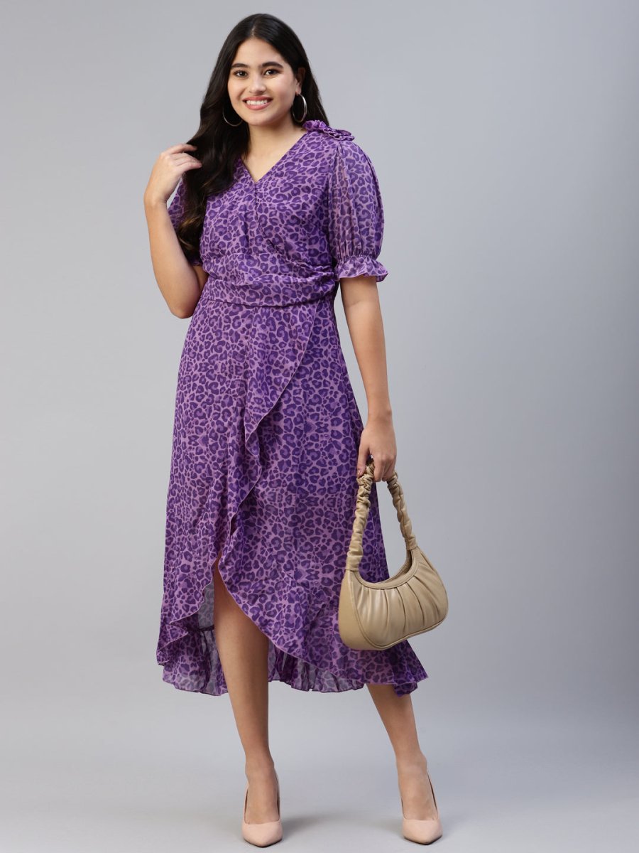 CINK Women Purple Animal Maxi Dress