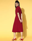 Women Charming Maroon Solid Volume Play Dress