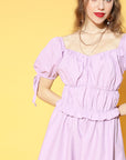 Lavender Solid Ruffled Dress