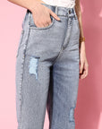 Women Blue Low Distress Light Fade Pure Cotton Stretchable Jeans