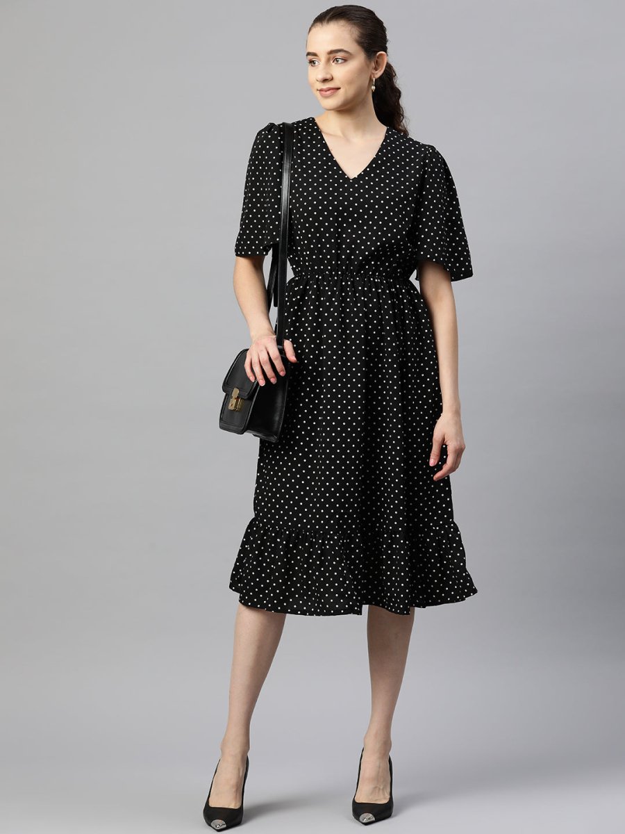 CINK Polka Dot Print Fit  Flare Midi Dress