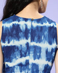 Women Blue Floral Tie and Dye Dress