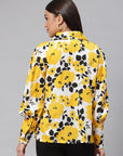 Women Yellow Floral Printed Casual Buttoned Top