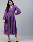 Purple Animal Midi Dress