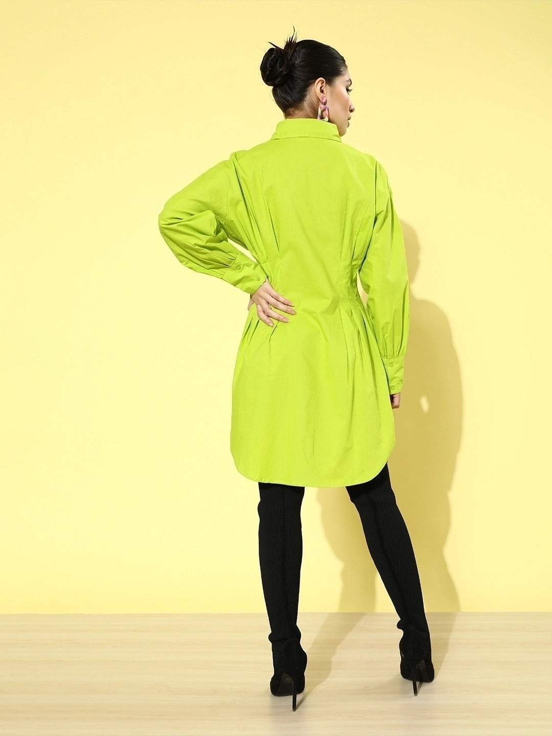 Women Green Solid Shirt Dress
