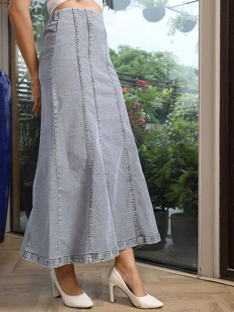 A-Line Maxi Skirt light-blue - CINK