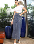 Denim A-Line Midi Denim Skirt light-blue