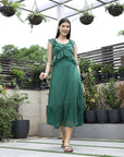Printed Fit & Flare Midi Dress green
