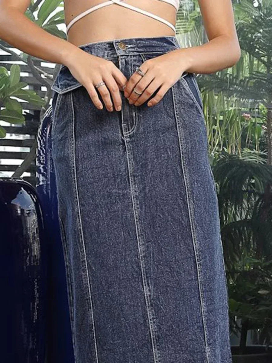 A-Line Maxi Skirt blue - CINK