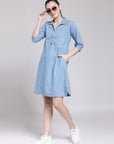 Blue Denim A-Line Dress