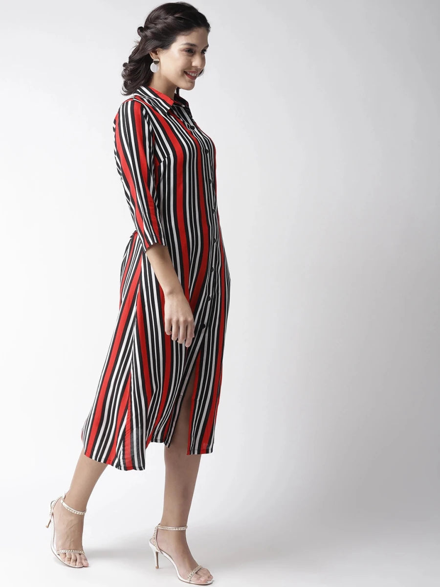 CINK Women Red  White Striped Shirt Dress