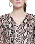 Women Beige Printed Shirt Style Top
