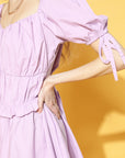 Lavender Solid Ruffled Dress