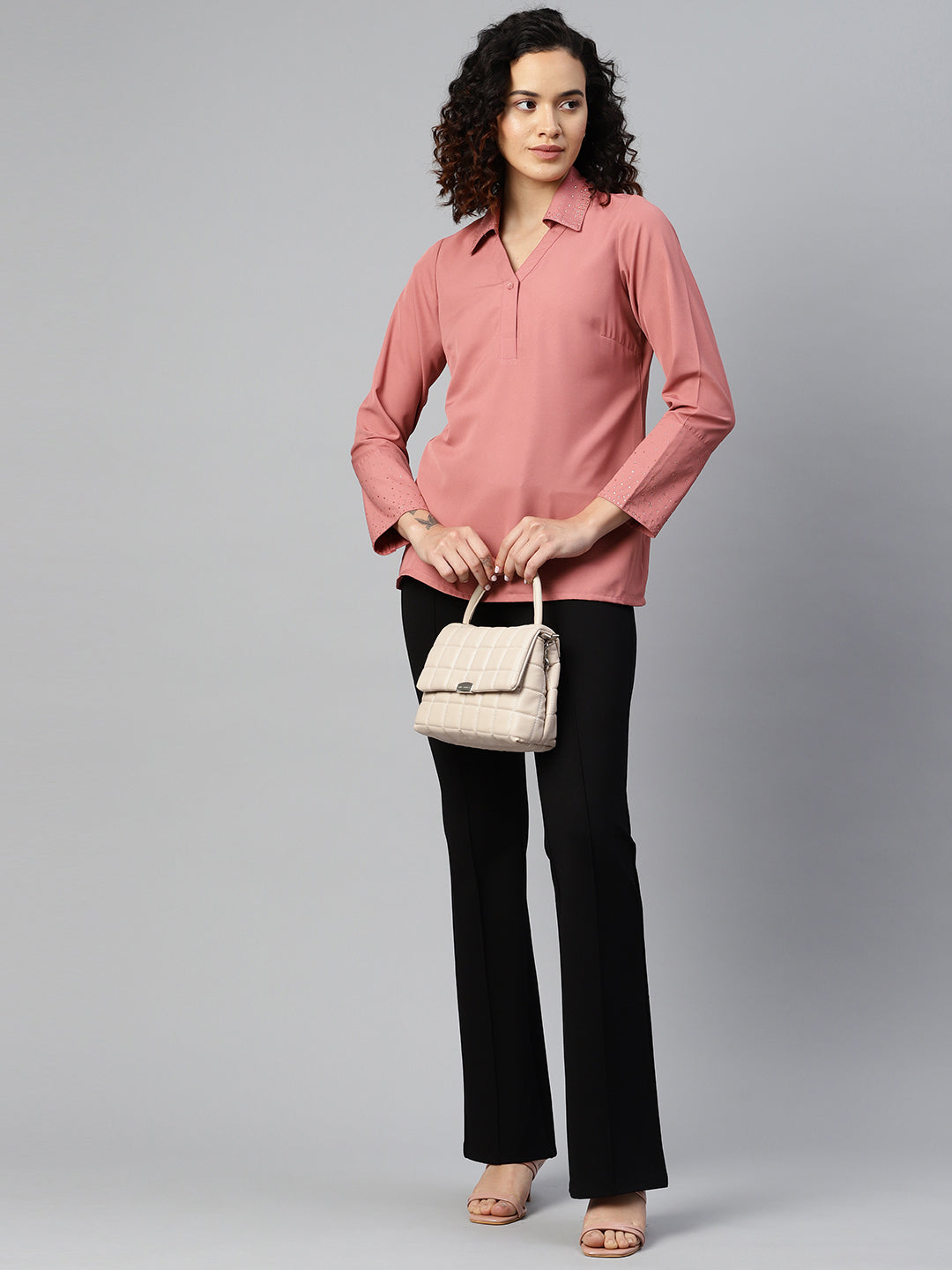 Embellished Casual Buttoned Top