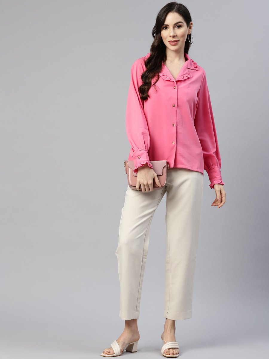 CINK Women Pink Regular Fit Casual Buttoned Top