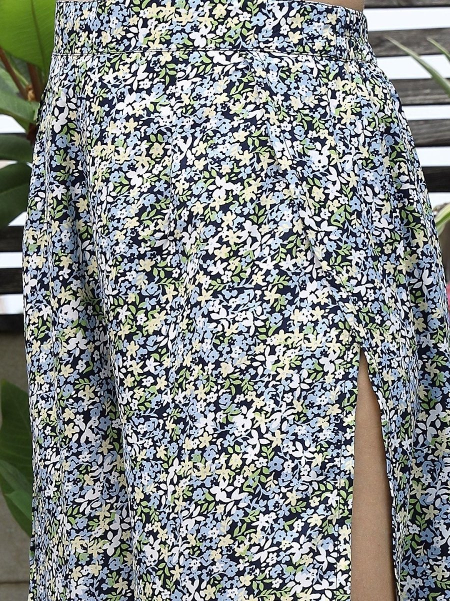 Shoulder Strap Printed Top With Palazzo Co-Ord Set multi